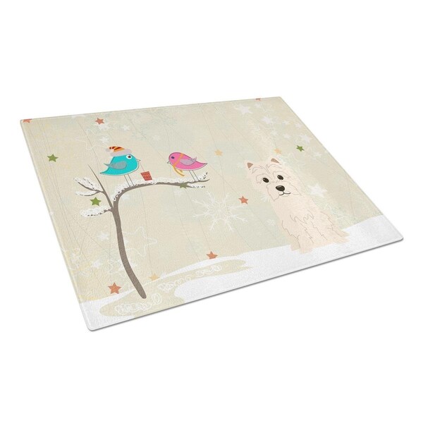 Carolines Treasures Christmas Presents Between Friends Westie Glass Cutting Board, Large - BB2514LCB