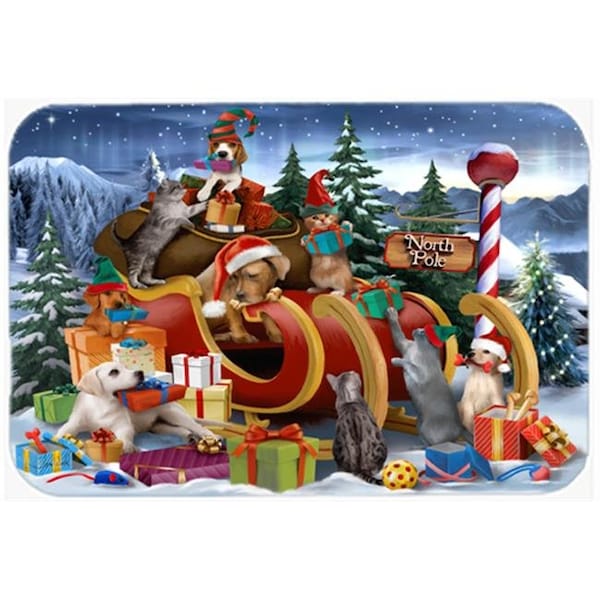 Carolines Treasures Carolines Treasures PTW2024LCB Animals Opening Christmas Presents Glass Cutting Board; Large - PTW2024LCB