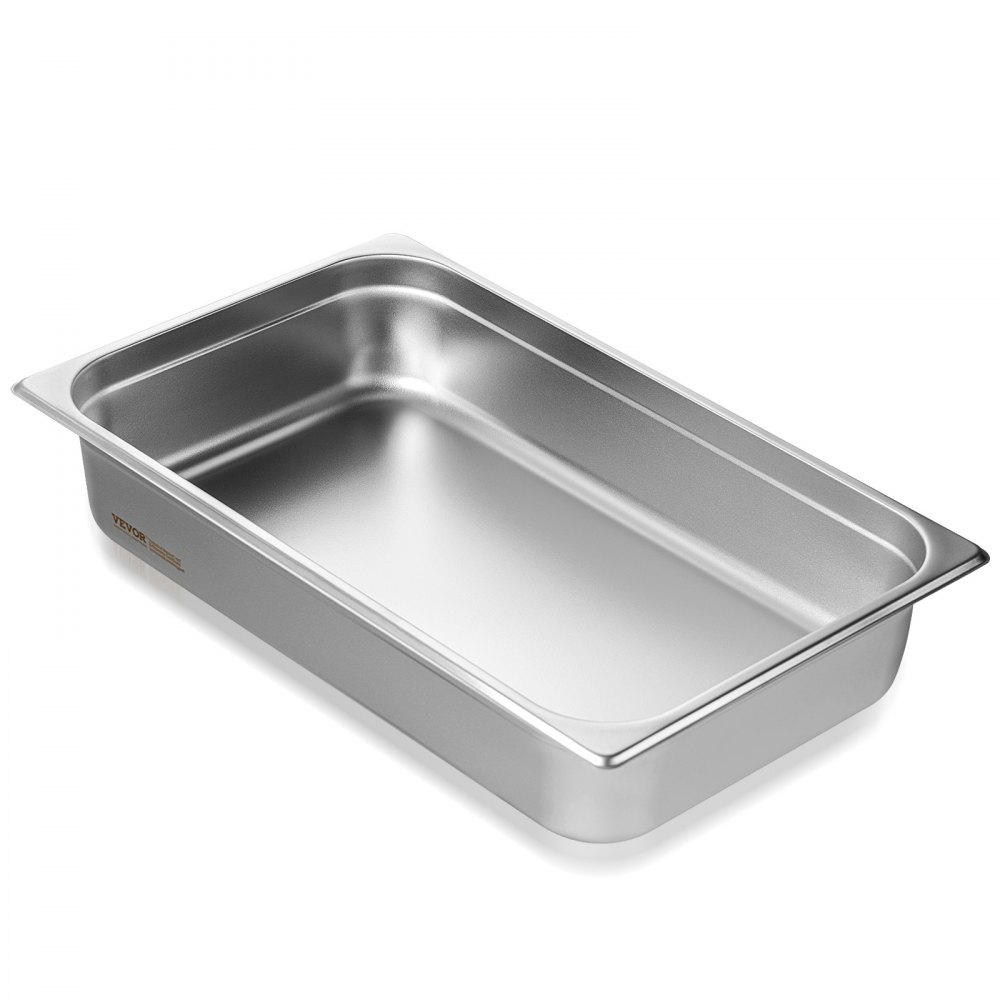 VEVOR Hotel Pan, Full Size Anti-Jam Steam Pan, 0.8mm Thick Stainless Steel Restaurant Steam Table Pan, 4-Inch Deep Commercial Table Pan, Catering Storage Food Pan, for Industrial & Scientific - 11QCCPWG4YCSPY8KRV0