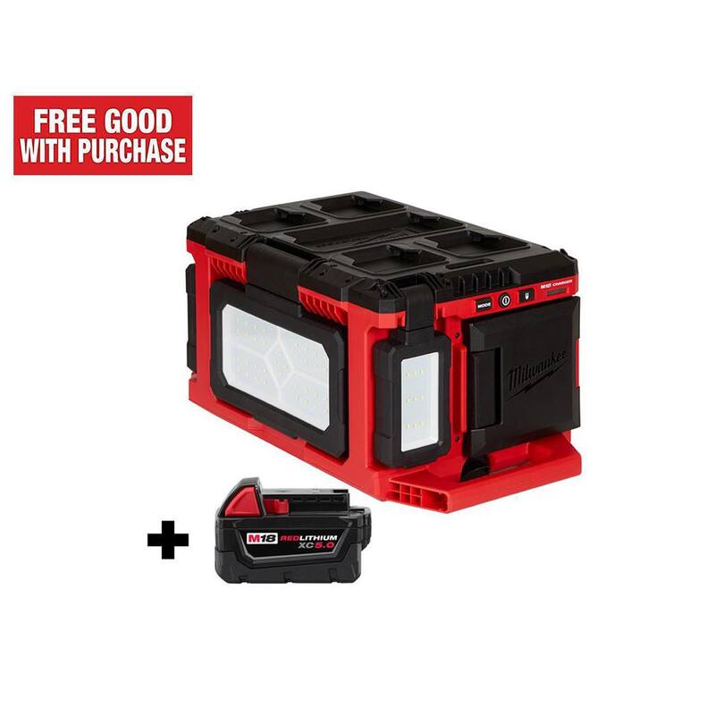 Milwaukee M18 Linterna LED de 3000 lúmenes con cargador incorporado y batería de 5.0 Ah - 2357-20-48-11-1850