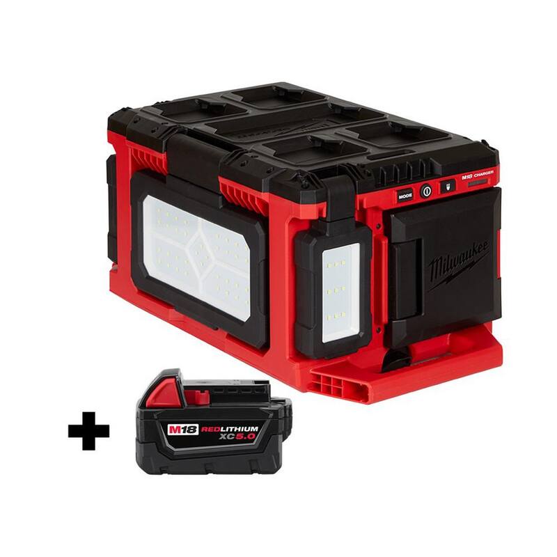 Milwaukee M18 Linterna LED de 3000 lúmenes con cargador incorporado y batería de 5.0 Ah - 2357-20-48-11-1850