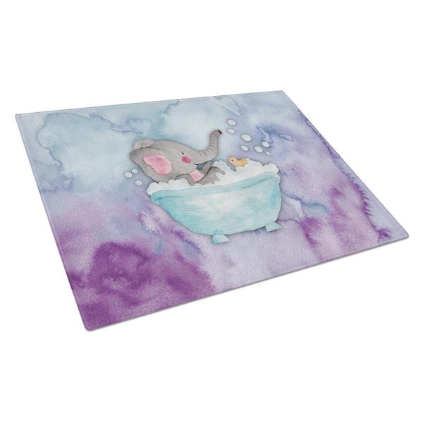 Carolines Treasures Elephant Bathing Watercolor Glass Cutting Board Large - BB7346LCB