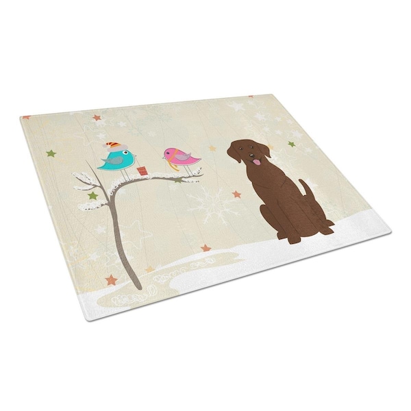 Carolines Treasures Christmas Presents Between Friends Chocolate Labrador Glass Cutting Board, Large - BB2528LCB