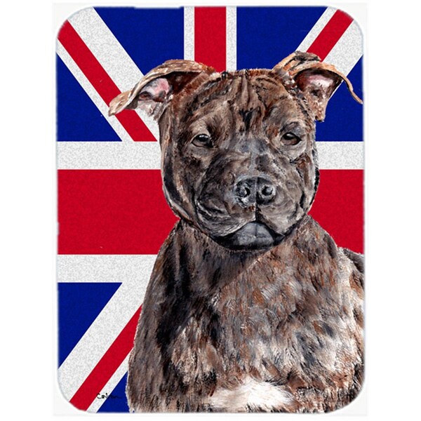Carolines Treasures Staffordshire Bull Terrier Staffie With English Union Jack British Flag Glass Cutting Board - Large - SC9882LCB