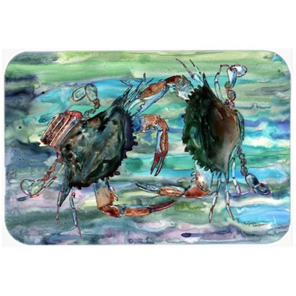 Carolines Treasures Carolines Treasures 8954LCB Watery Teal And Purple Crabs Glass Cutting Board; Large - 8954LCB