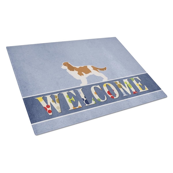 Carolines Treasures Cavalier King Charles Spaniel Welcome Glass Cutting Board Large - BB5553LCB