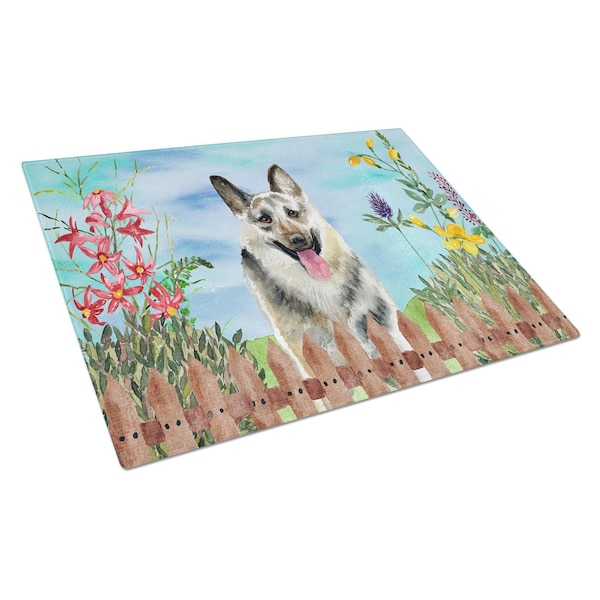 Carolines Treasures East-European Shepherd Spring Glass Cutting Board, Large - CK1211LCB