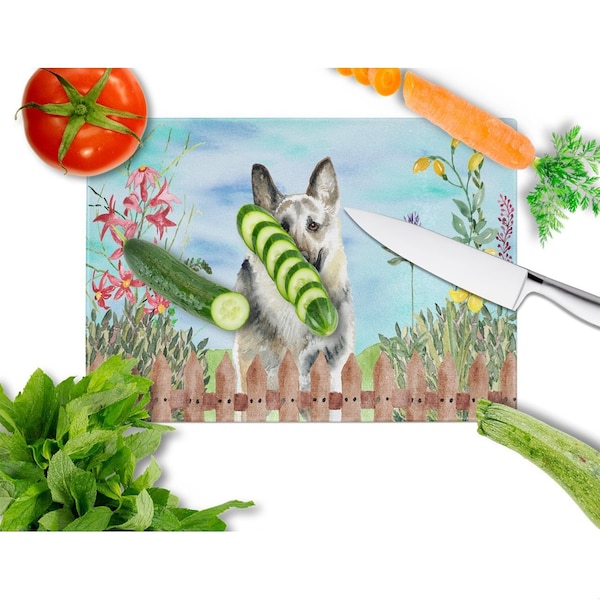 Carolines Treasures East-European Shepherd Spring Glass Cutting Board, Large - CK1211LCB