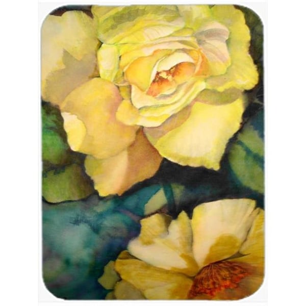 Carolines Treasures Carolines Treasures PJC1047LCB Yellow Roses Glass Cutting Board; Large - PJC1047LCB