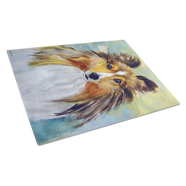 Carolines Treasures Sheltie Toby Glass Cutting Board Large - 7397LCB