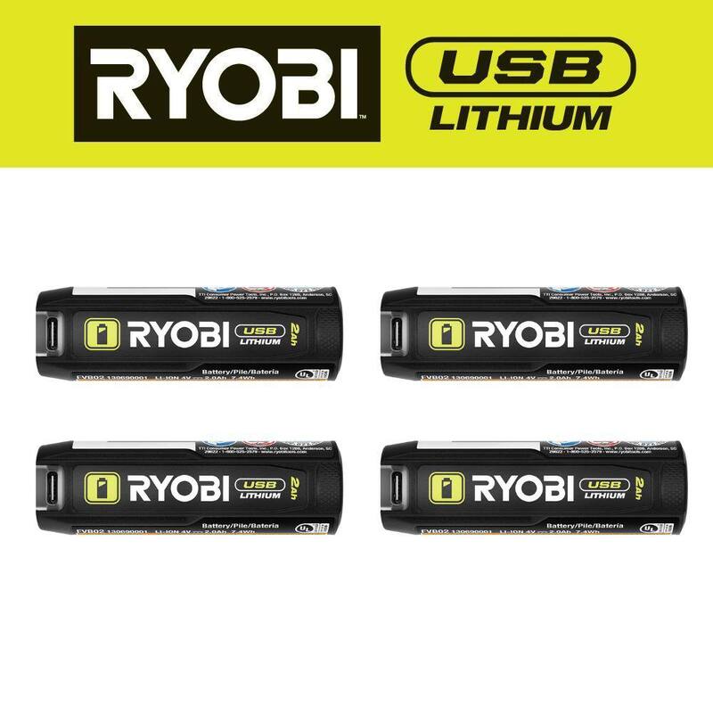 Baterías recargables de litio de 2.0 Ah USB RYOBI (paquete de 4) - FVB202-FVB202