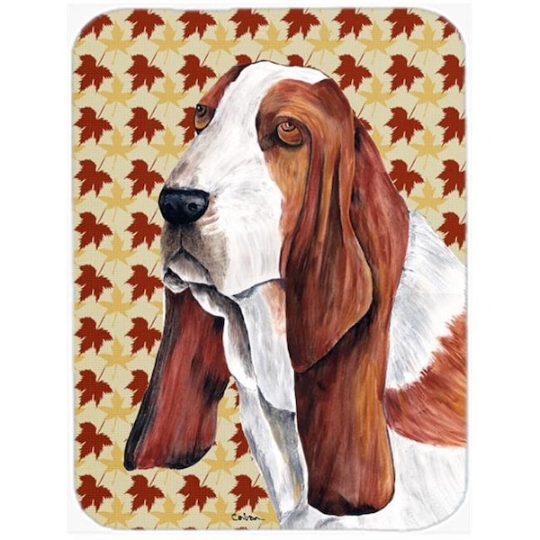 Carolines Treasures Carolines Treasures SC9212LCB 12 x 15 in. Basset Hound Fall Leaves Portrait Glass Cutting Board; Large - SC9212LCB