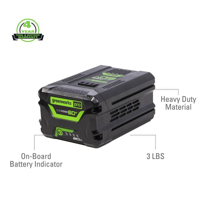 Batería de iones de litio Greenworks PRO de 60 voltios y 2.0 Ah - LB602