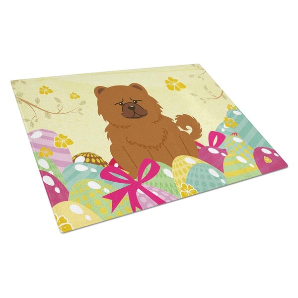 Carolines Treasures Easter Eggs Chow Chow Red Glass Cutting Board Large - BB6142LCB