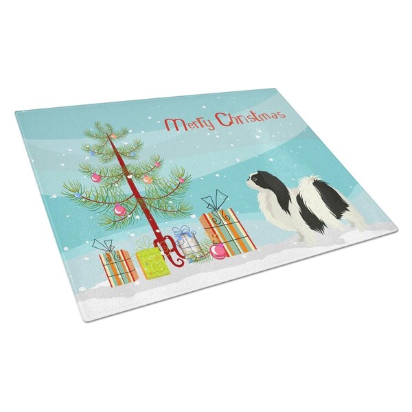 Carolines Treasures Japanese Chin Christmas Tree Glass Cutting Board Large - CK3548LCB