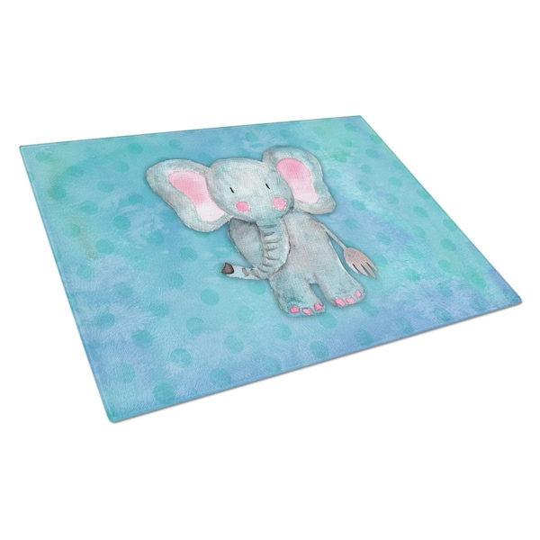 Carolines Treasures Blue Elepant Watercolor Glass Cutting Board Large - BB7372LCB