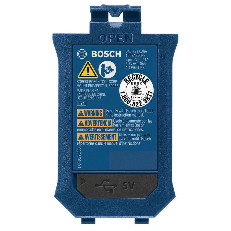 Batería de iones de litio de 3.7V y 1.0 Ah de Bosch con carga USB para productos Bosch seleccionados - GBA37V10