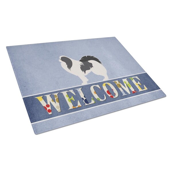 Carolines Treasures Japanese Chin Welcome Glass Cutting Board Large - BB5541LCB