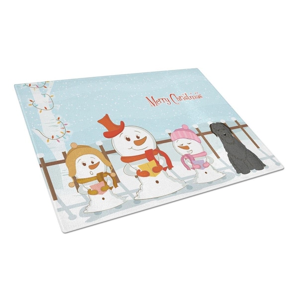 Carolines Treasures Merry Christmas Carolers Briard Black Glass Cutting Board, Large - BB2412LCB