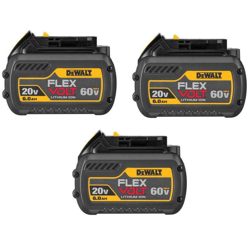 Batería de ion litio DEWALT FLEXVOLT 20V / 60V MAX 6.0Ah (paquete de 3) - DCB606-3