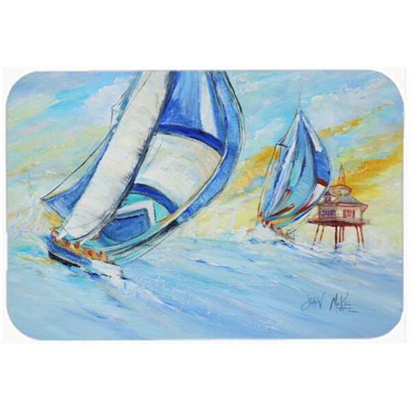 Carolines Treasures Carolines Treasures JMK1005LCB Sailboats And Middle Bay Lighthouse Glass Cutting Board; Large - JMK1005LCB