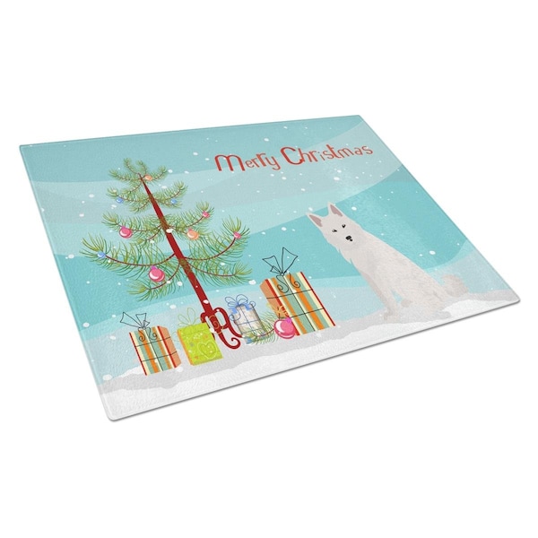 Carolines Treasures Danish Spitz Christmas Tree Glass Cutting Board Large - CK3498LCB