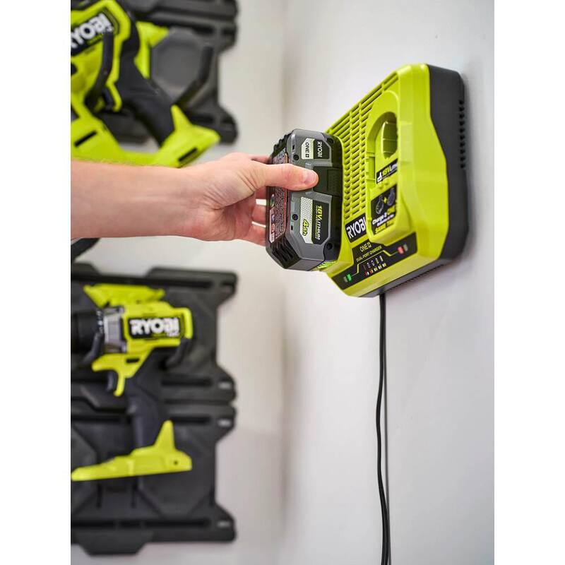 Cargador doble simultáneo de puerto dual RYOBI ONE+ de 18V con batería de alto rendimiento de 6.0 Ah (paquete de 2) - PCG005-PBP2007