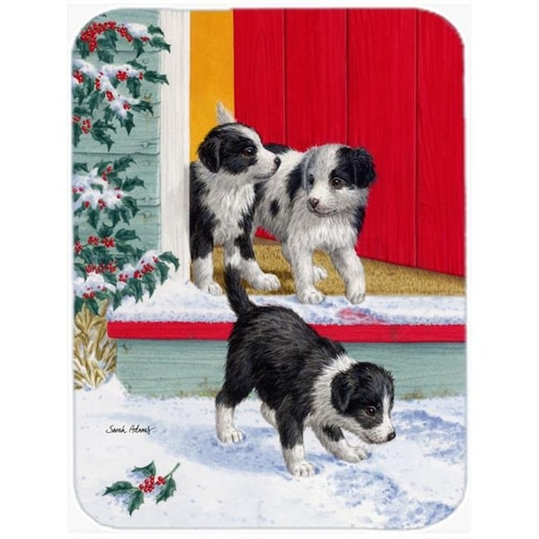 Carolines Treasures Carolines Treasures ASA2078LCB Christmas Border Collie Pups Glass Cutting Board; Large - ASA2078LCB
