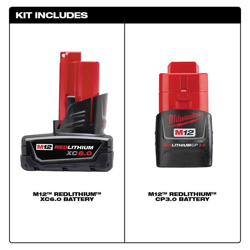 Paquete de batería de alta capacidad de iones de litio de 12 voltios Milwaukee M12 con combo de baterías de 6.0Ah y 3.0Ah - 48-11-2460-48-11-2430