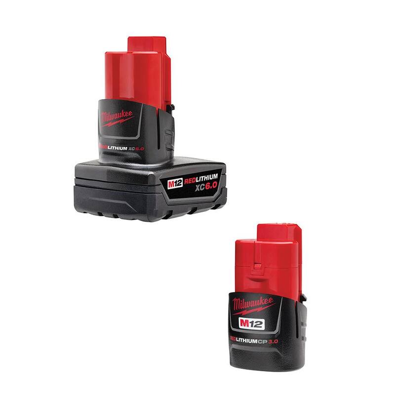 Paquete de batería de alta capacidad de iones de litio de 12 voltios Milwaukee M12 con combo de baterías de 6.0Ah y 3.0Ah - 48-11-2460-48-11-2430