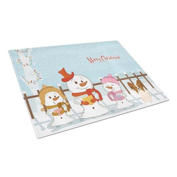 Carolines Treasures Carolines Treasures BB2409LCB Merry Christmas Carolers Papillon Red & White Glass Cutting Board; Large - BB2409LCB
