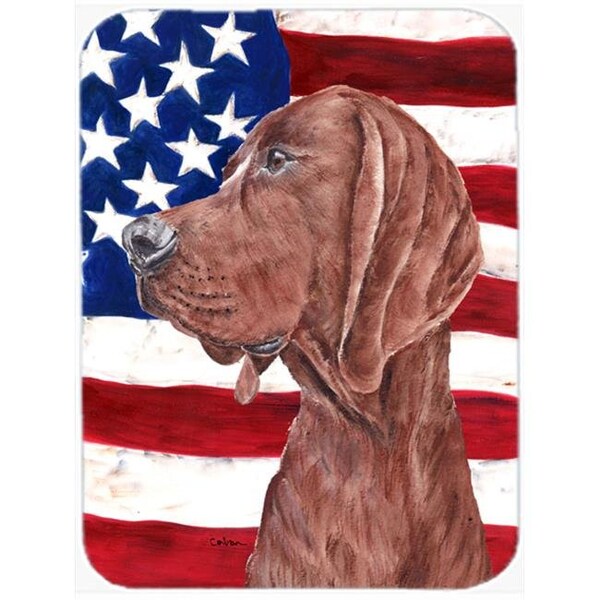 Carolines Treasures Carolines Treasures SC9635LCB Redbone Coonhound With American Flag USA Glass Cutting Board - Large - SC9635LCB