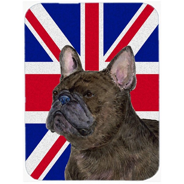 Carolines Treasures French Bulldog With English Union Jack British Flag Glass Cutting Board - Large - SS4961LCB
