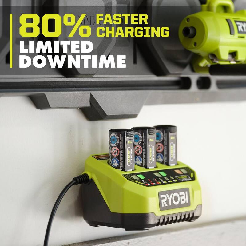Cargador de puerto USB de litio de 3 puertos RYOBI con batería recargable de litio de 2.0 Ah - FVCH01-FVB02