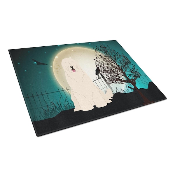 Carolines Treasures Halloween Scary South Russian Sheepdog Glass Cutting Board, Large - BB2214LCB