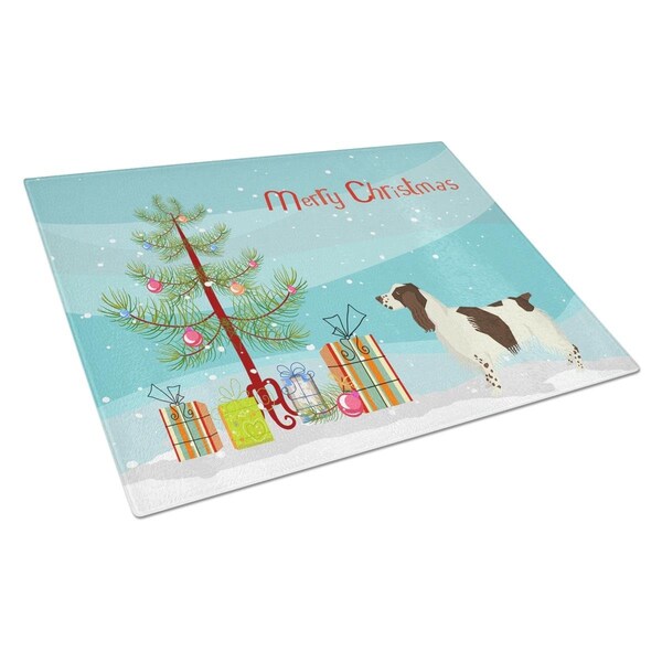 Carolines Treasures English Springer Spaniel Christmas Tree Glass Cutting Board Large - CK3537LCB