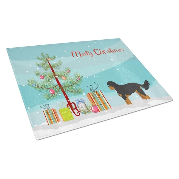 Carolines Treasures Black & Tan Cavapoo Christmas Tree Glass Cutting Board Large - CK3811LCB