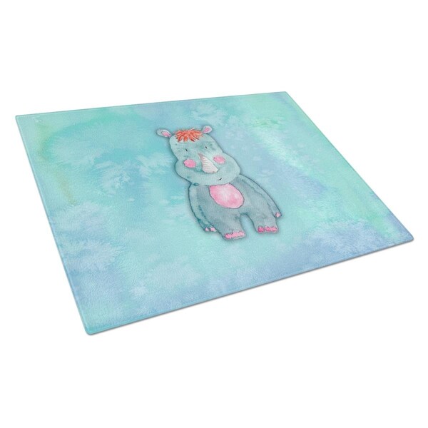Carolines Treasures Rhinoceros Watercolor Glass Cutting Board Large - BB7381LCB