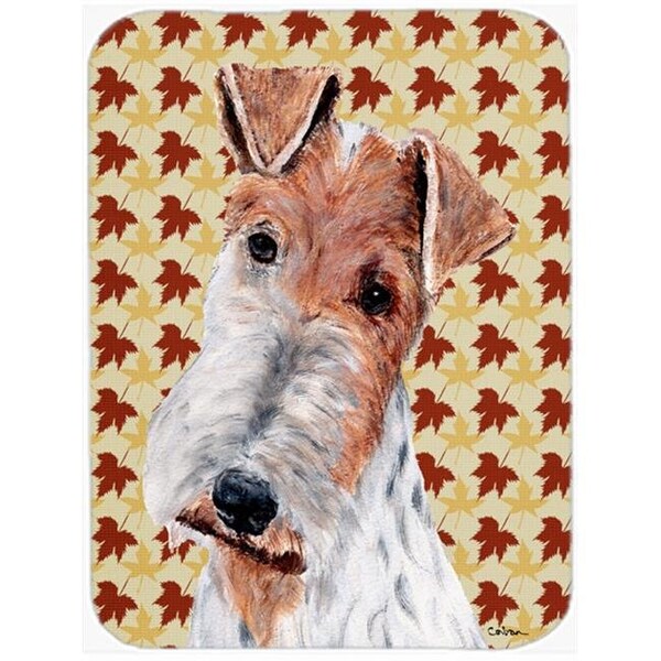 Carolines Treasures Carolines Treasures SC9676LCB Wire Fox Terrier Fall Leaves Glass Cutting Board - Large - SC9676LCB