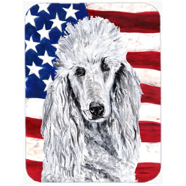 Carolines Treasures White Standard Poodle With American Flag USA Glass Cutting Board - Large - SC9631LCB