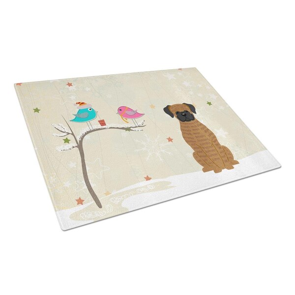 Carolines Treasures Christmas Presents Between Friends Brindle Boxer Glass Cutting Board, Large - BB2589LCB