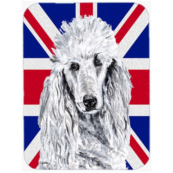 Carolines Treasures White Standard Poodle With English Union Jack British Flag Glass Cutting Board - Large - SC9884LCB