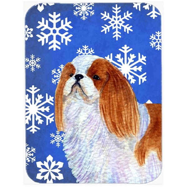Carolines Treasures English Toy Spaniel Winter Snowflakes Holiday- Glass Cutting Board - Large - SS4645LCB