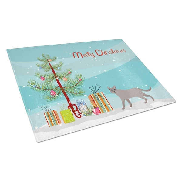 Carolines Treasures Siamese Traditional No.1 Cat Merry Christmas Glass Cutting Board - Large - CK4712LCB