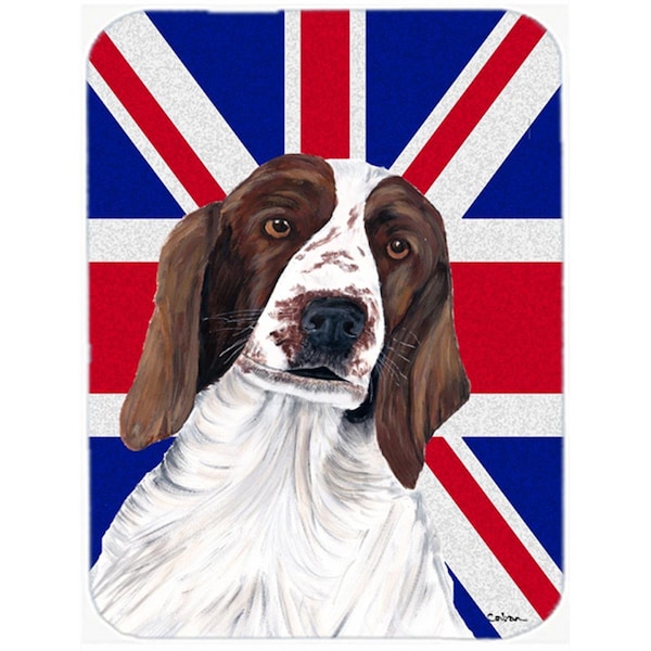 Carolines Treasures Springer Spaniel With English Union Jack British Flag Glass Cutting Board - Large - SC9837LCB