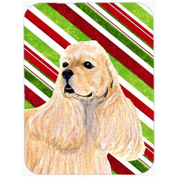 Carolines Treasures Cocker Spaniel Candy Cane Holiday Christmas Glass Cutting Board - Large - SS4591LCB