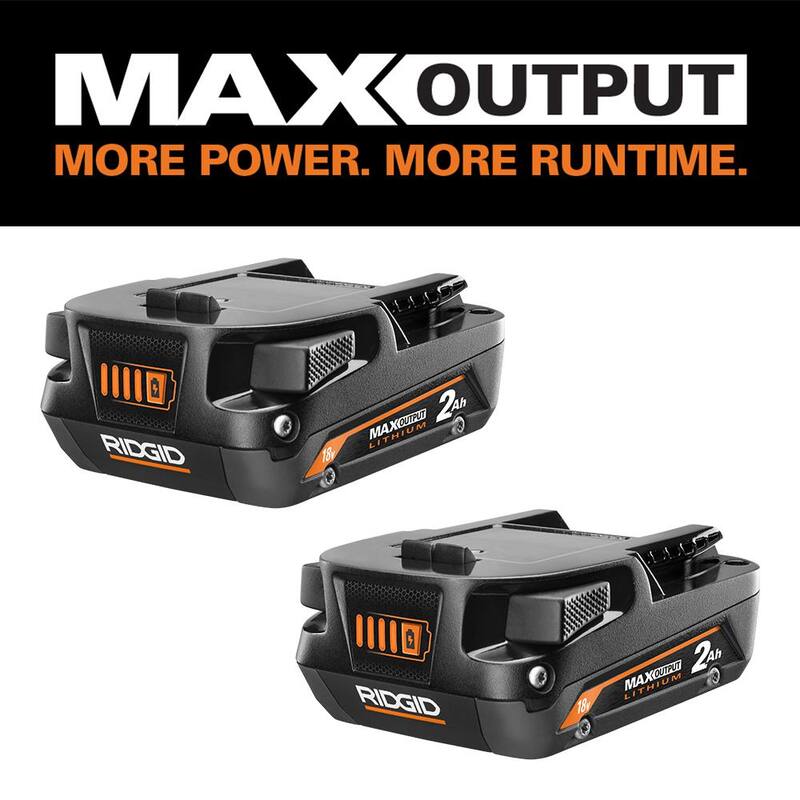 Batería de iones de litio RIDGID 18V 2.0 Ah de salida máxima (paquete de 2) - AC840020P