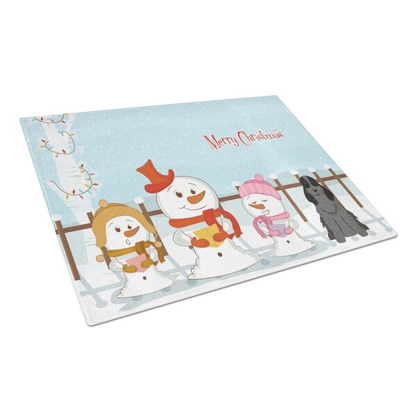Carolines Treasures Merry Christmas Carolers Cocker Spaniel Black Glass Cutting Board, Large - BB2423LCB