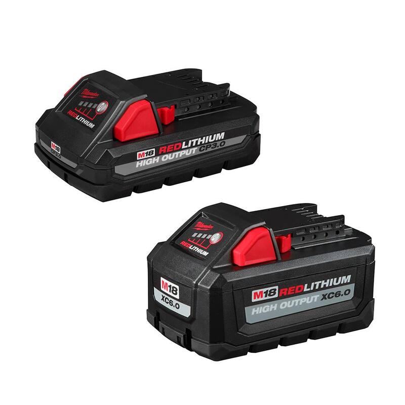 Paquete de batería de alto rendimiento de iones de litio de 18 voltios Milwaukee M18 6.0Ah con paquete de batería de alto rendimiento de 3.0Ah - 48-11-1865-48-11-1835