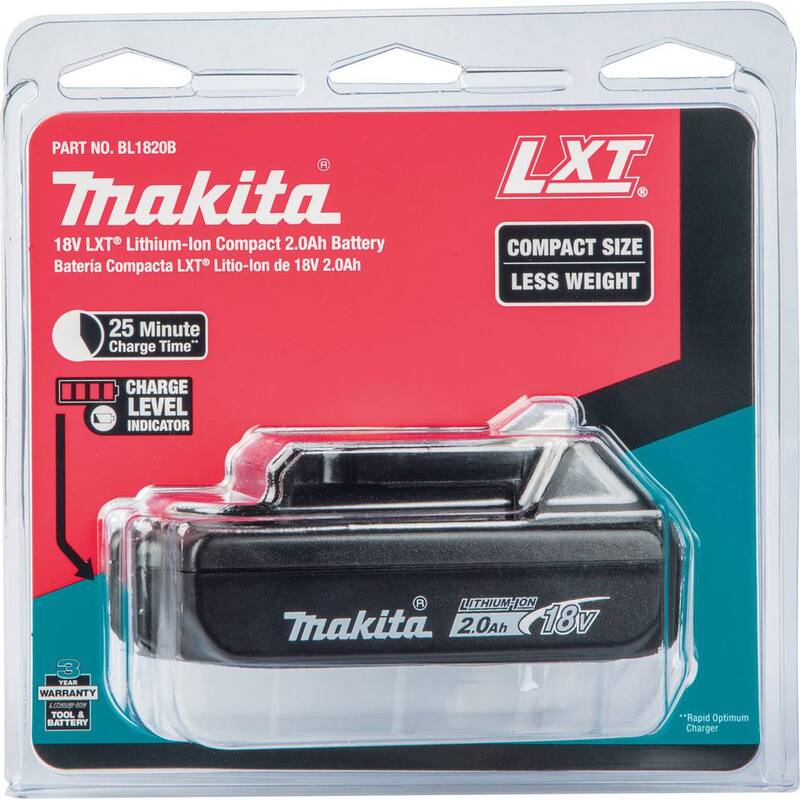 Paquete de batería compacta de iones de litio Makita 18V LXT 2.0Ah con medidor de combustible y cobija térmica inalámbrica de iones de litio Makita 18V LXT como bono - BL1820B-DCB200A.